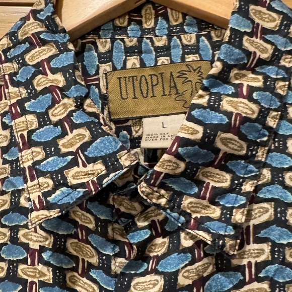 Vintage Utopia 80's/90's Silk Oversized Button Down Men's Shirt / large - Picture 7 of 9